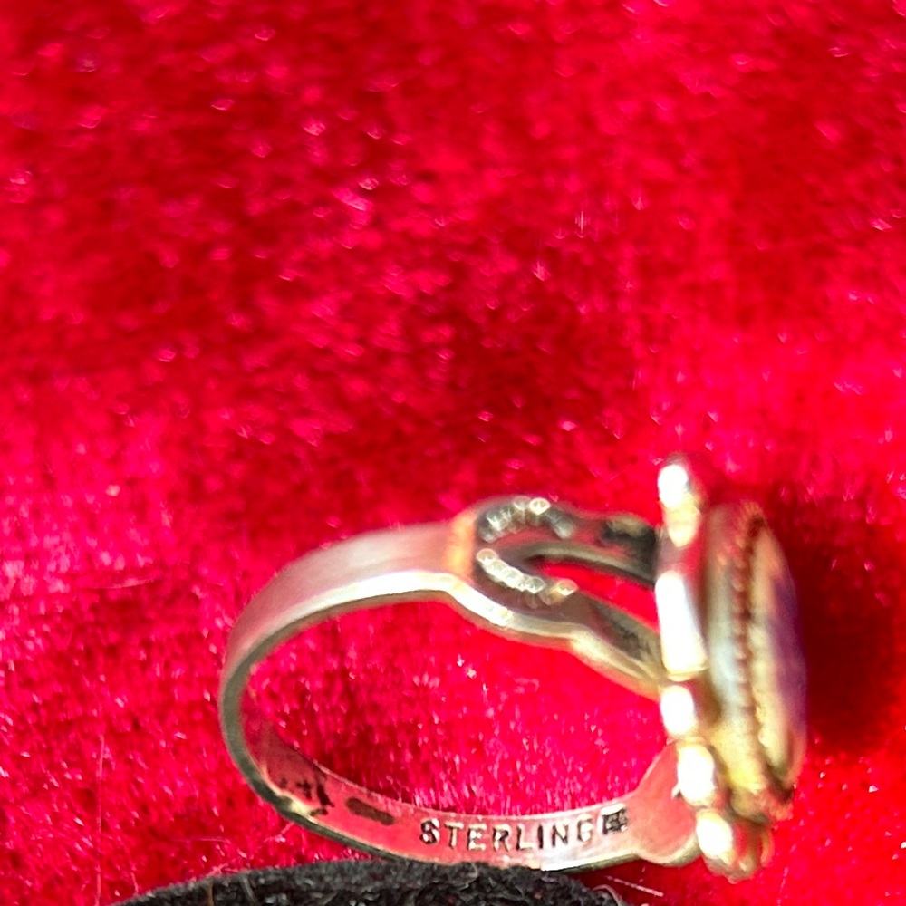 VINTAGE FLORAL CAMEO RING STERLING SILVER RING - Picture 4 of 4